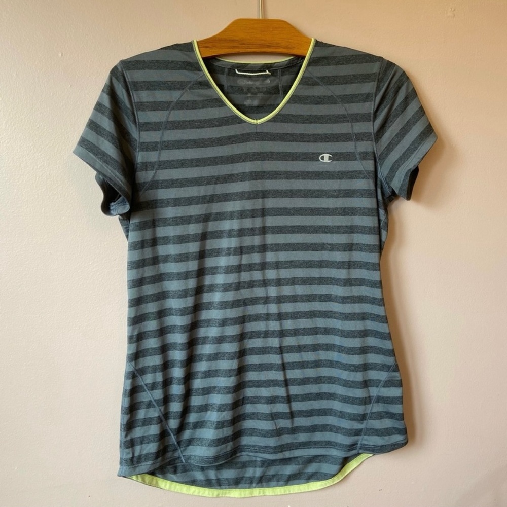 Champion Women’s Grey Striped Short Sleeve Top